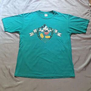 Vintage 80s 90s Disneyland Mickey Mouse unisex Large great condition teal LOT J